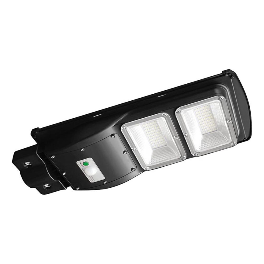Soldrevet LED gadelampe m. bevægelses- og skumringssensor dæmpbar LED/8W/3,2V 6000K IP65 9000 mAh sort + fjernbetjening