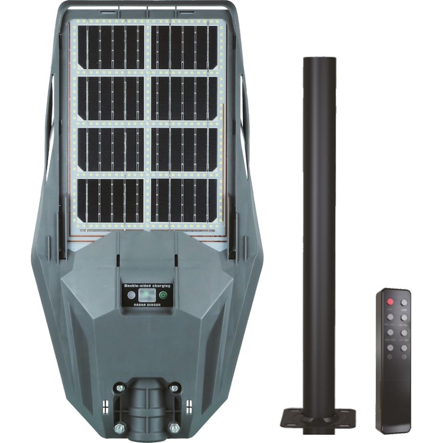 Soldrevet LED gadelampe m. sensor dæmpbar KERS LED/300W/3,2V 6500K 8000 mAh IP65 grå + fjernbetjening