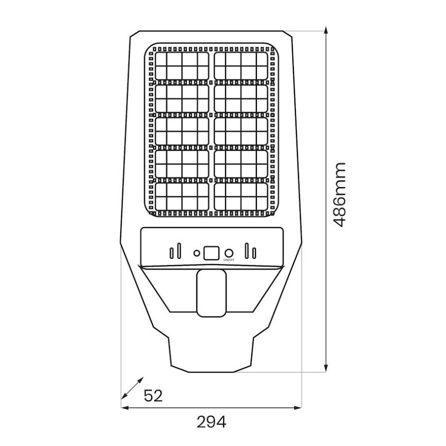 Soldrevet LED gadelampe m. sensor dæmpbar KERS LED/300W/3,2V 6500K 8000 mAh IP65 grå + fjernbetjening