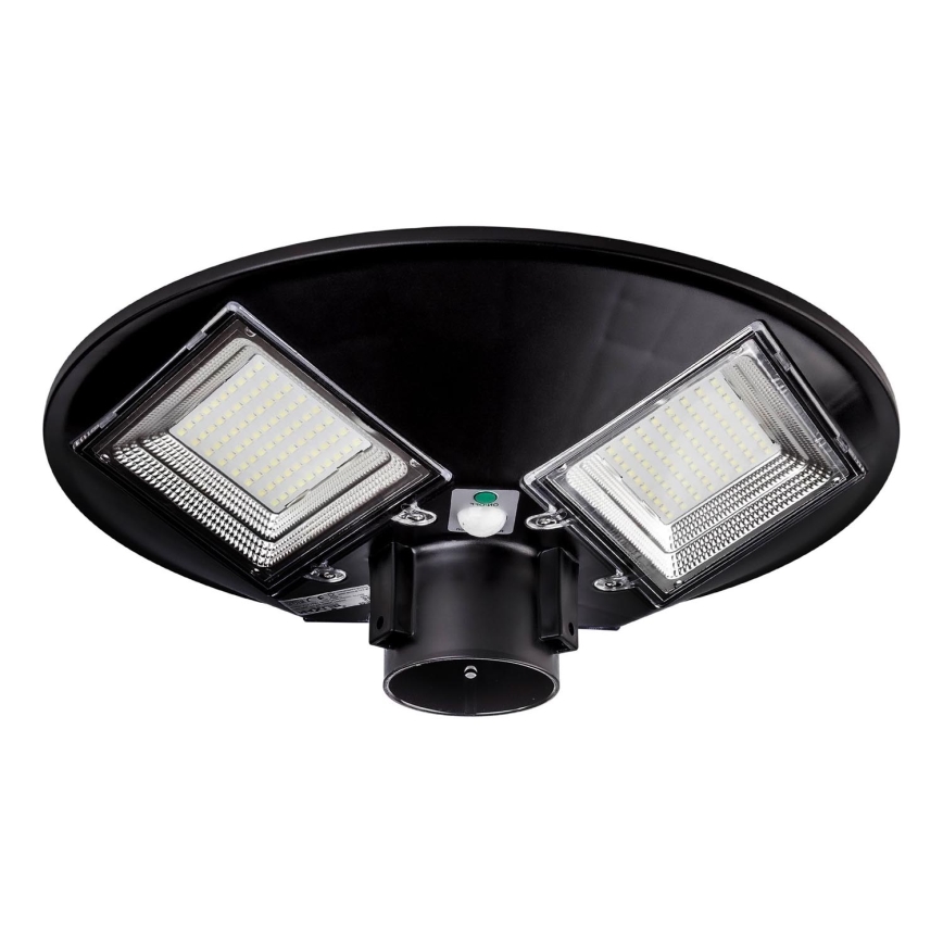 Soldrevet LED gadelampe m. sensor dæmpbar LED/15W/6V 11000 mAh 6500K IP65 sort + fjernbetjening