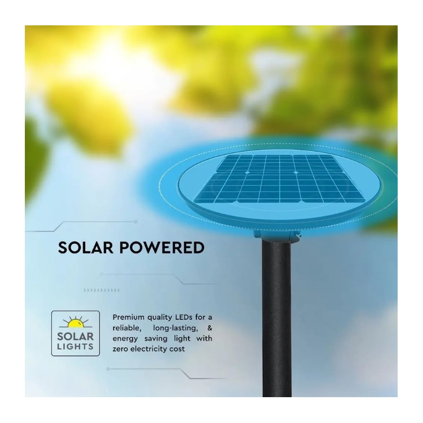 Soldrevet LED gadelampe med sensor LED/10W/3,2V 6500K IP65 25000 mAh + fjernbetjening