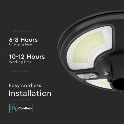 Soldrevet LED gadelampe med sensor LED/10W/3,2V 6500K IP65 25000 mAh + fjernbetjening