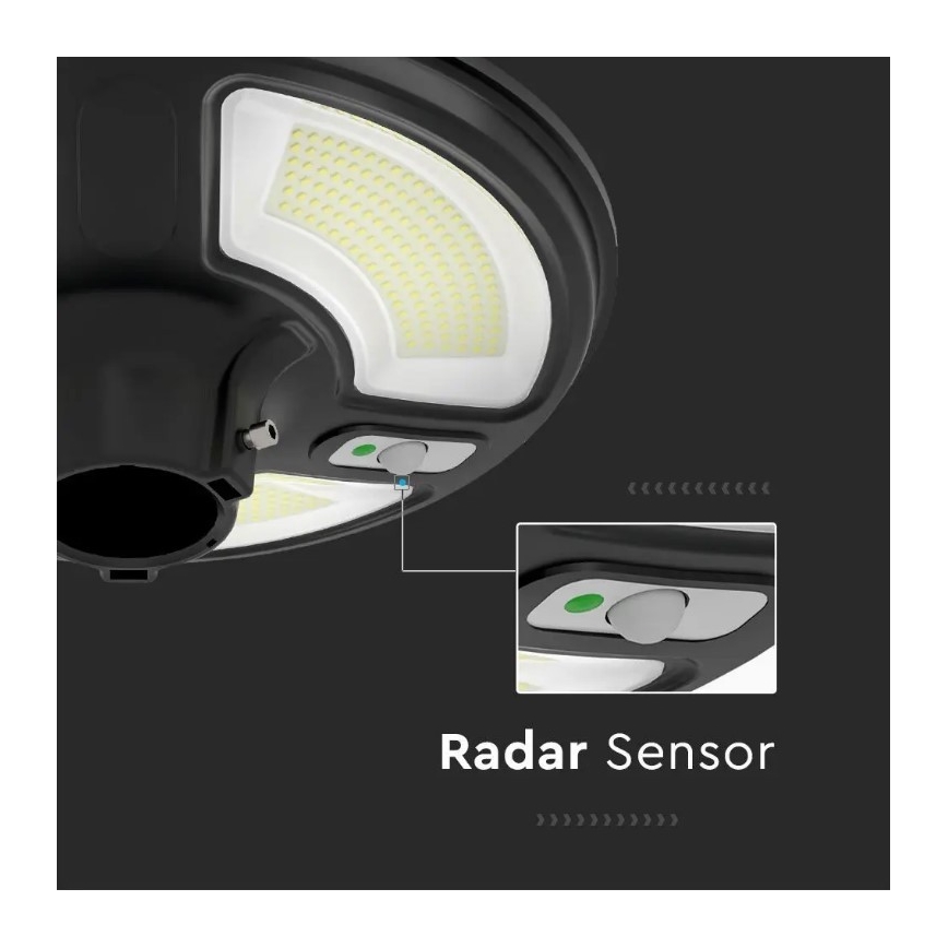 Soldrevet LED gadelampe med sensor LED/10W/3,2V 6500K IP65 25000 mAh + fjernbetjening