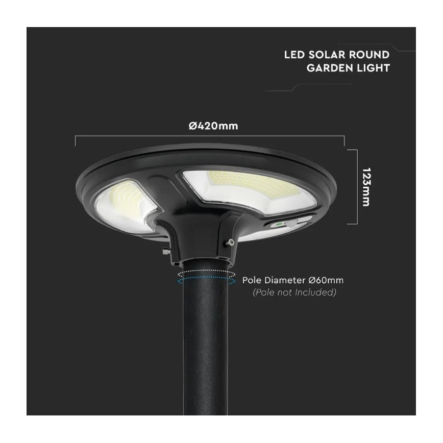 Soldrevet LED gadelampe med sensor LED/10W/3,2V 6500K IP65 25000 mAh + fjernbetjening