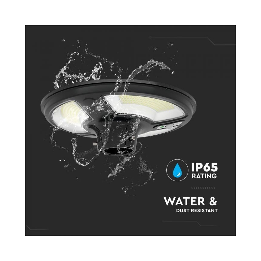 Soldrevet LED gadelampe med sensor LED/10W/3,2V IP65 4000K 15000 mAh + fjernbetjening