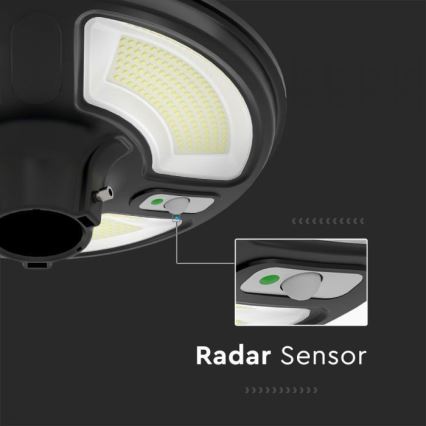 Soldrevet LED gadelampe med sensor LED/10W/3,2V IP65 4000K 15000 mAh + fjernbetjening