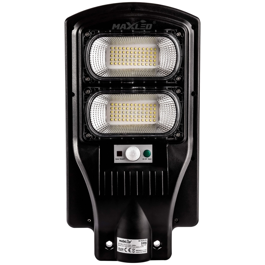 LED Soldrevet gadelampe m. sensor dæmpbar LED/120W/6V 6500K IP65 sort + fjernbetjening