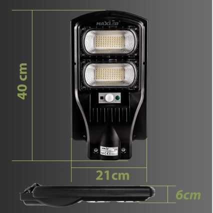 LED Soldrevet gadelampe m. sensor dæmpbar LED/120W/6V 6500K IP65 sort + fjernbetjening