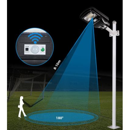 LED Soldrevet gadelampe m. sensor dæmpbar LED/150W/6V 6500K IP65 sort + fjernbetjening