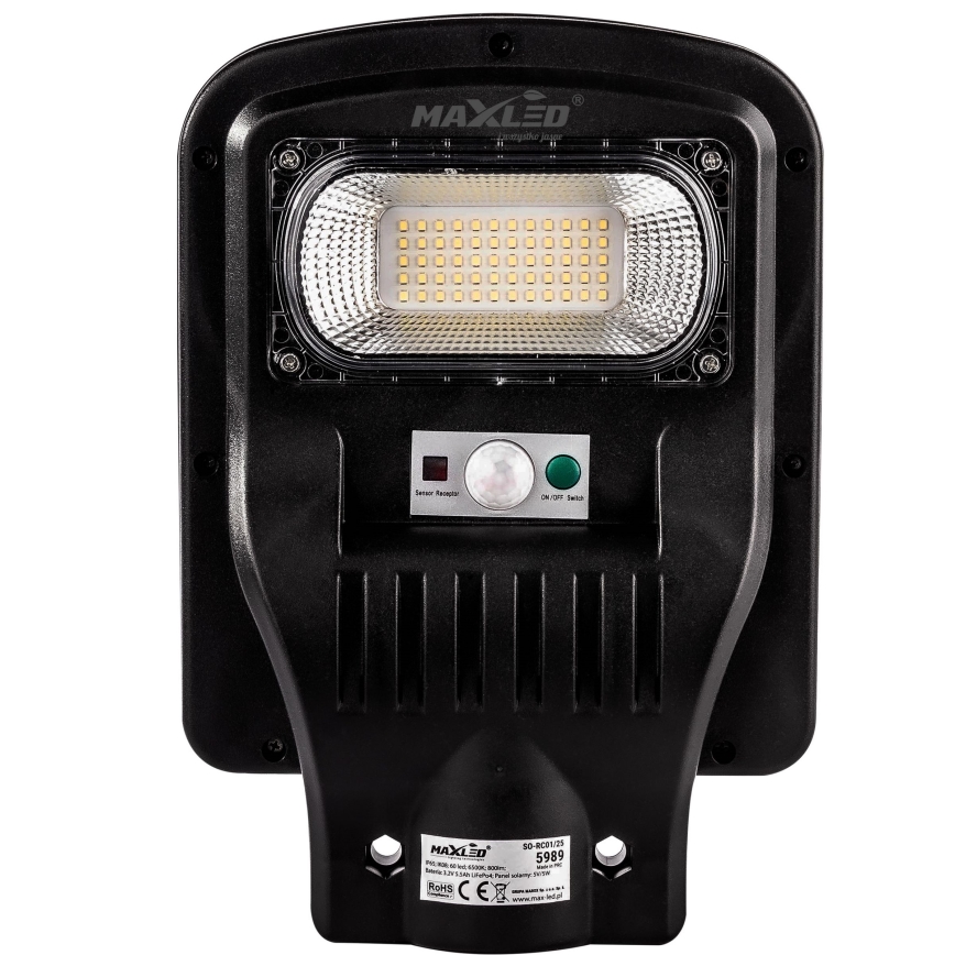 LED Soldrevet gadelampe m. sensor dæmpbar LED/150W/6V 6500K IP65 sort + fjernbetjening