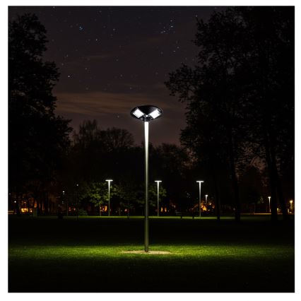 Soldrevet LED gadelampe m. sensor dæmpbar LED/15W/6V 11000 mAh 6500K IP65 sort + fjernbetjening