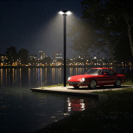 Soldrevet LED gadelampe m. sensor dæmpbar LED/15W/6V 11000 mAh 6500K IP65 sort + fjernbetjening