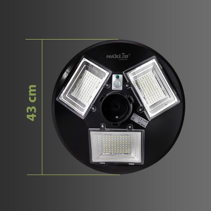 Soldrevet LED gadelampe m. sensor dæmpbar LED/15W/6V 11000 mAh 6500K IP65 sort + fjernbetjening