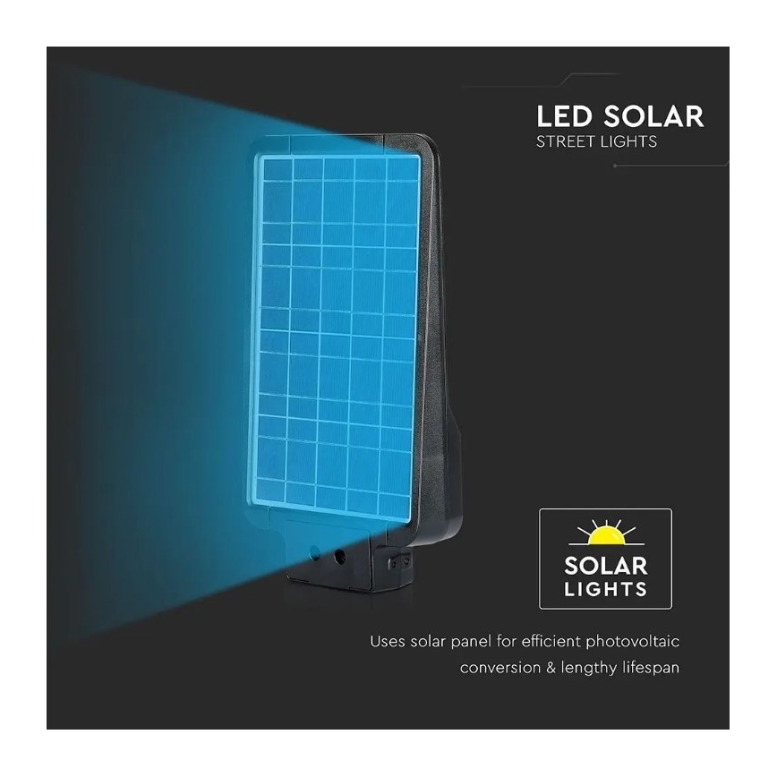 Soldrevet LED gadelampe med sensor LED/15W/7,4V 6000K IP65 10800 mAh