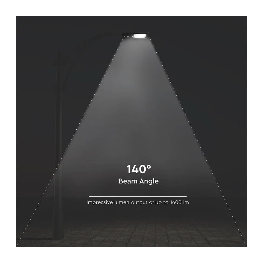Soldrevet LED gadelampe med sensor LED/15W/7,4V 6000K IP65 10800 mAh