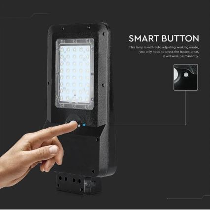 Soldrevet LED gadelampe med sensor LED/15W/7,4V 6000K IP65 10800 mAh
