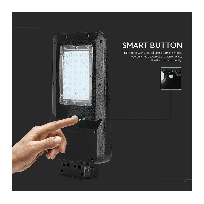 Soldrevet LED gadelampe med sensor LED/15W/7,4V 6000K IP65 10800 mAh