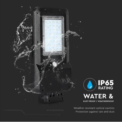 Soldrevet LED gadelampe med sensor LED/15W/7,4V 6000K IP65 10800 mAh