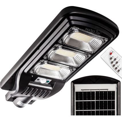 LED Soldrevet gadelampe m. sensor dæmpbar LED/180W/6V 6500K IP65 sort + fjernbetjening