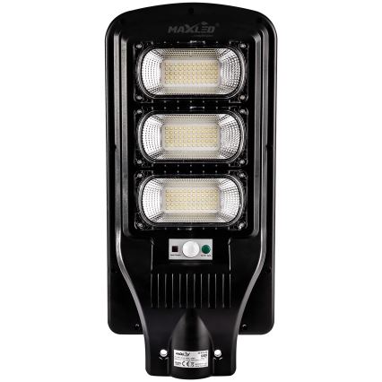 LED Soldrevet gadelampe m. sensor dæmpbar LED/180W/6V 6500K IP65 sort + fjernbetjening