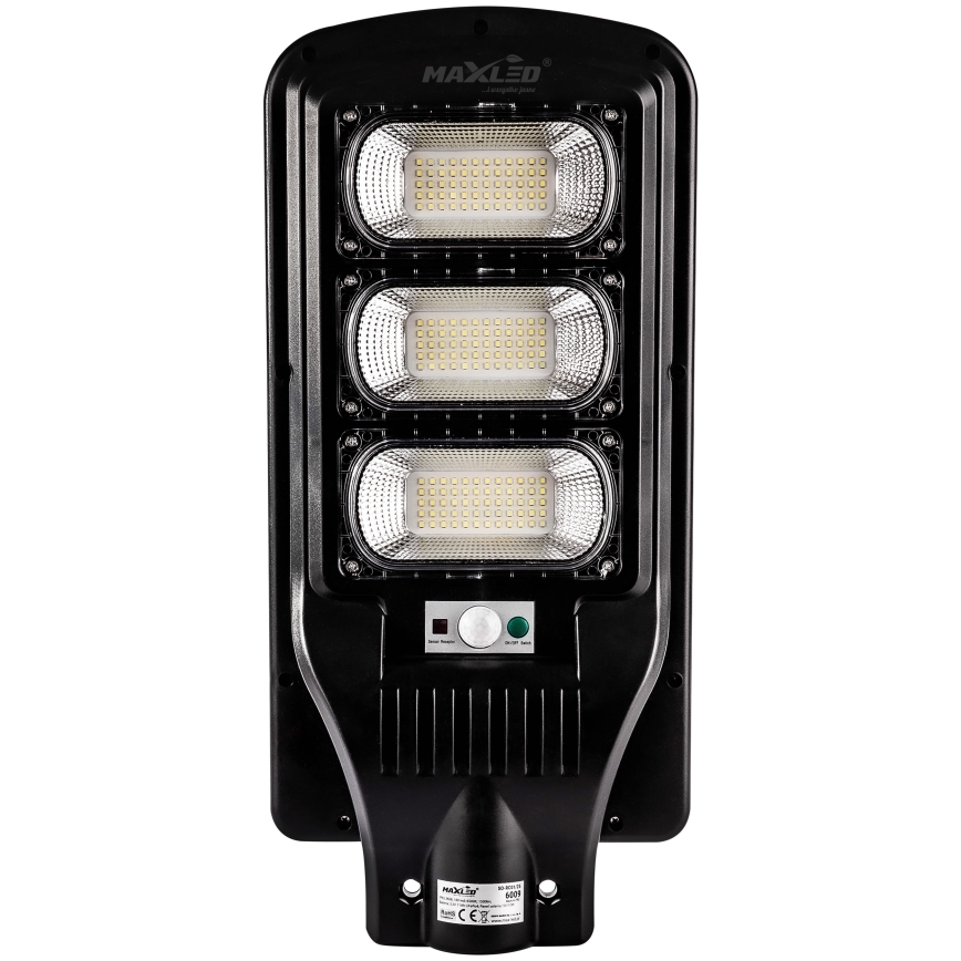 LED Soldrevet gadelampe m. sensor dæmpbar LED/180W/6V 6500K IP65 sort + fjernbetjening