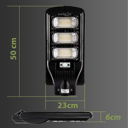 LED Soldrevet gadelampe m. sensor dæmpbar LED/180W/6V 6500K IP65 sort + fjernbetjening