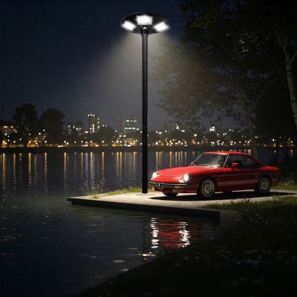 Soldrevet LED gadelampe m. sensor dæmpbar LED/22W/6V 18000 mAh 6500K IP65 sort + fjernbetjening