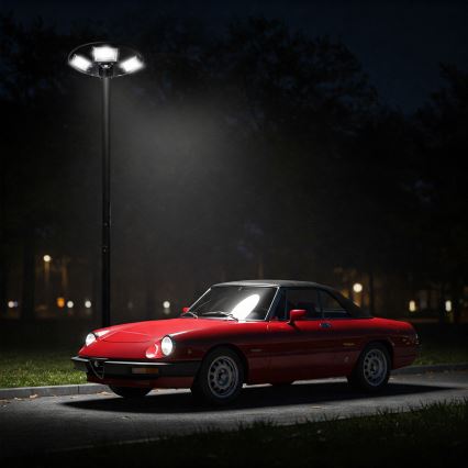Soldrevet LED gadelampe m. sensor dæmpbar LED/22W/6V 18000 mAh 6500K IP65 sort + fjernbetjening