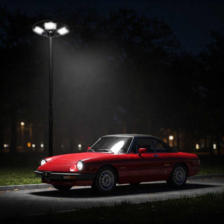 Soldrevet LED gadelampe m. sensor dæmpbar LED/22W/6V 18000 mAh 6500K IP65 sort + fjernbetjening