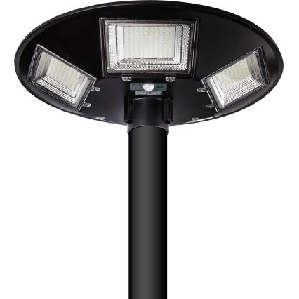 Soldrevet LED gadelampe m. sensor dæmpbar LED/22W/6V 18000 mAh 6500K IP65 sort + fjernbetjening