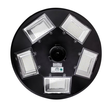 Soldrevet LED gadelampe m. sensor dæmpbar LED/22W/6V 18000 mAh 6500K IP65 sort + fjernbetjening