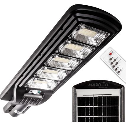LED Soldrevet gadelampe m. sensor dæmpbar LED/300W/6V 6500K IP65 sort + fjernbetjening