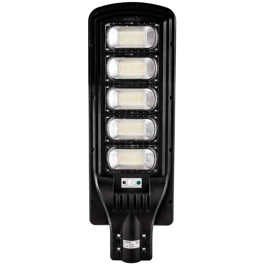 LED Soldrevet gadelampe m. sensor dæmpbar LED/300W/6V 6500K IP65 sort + fjernbetjening