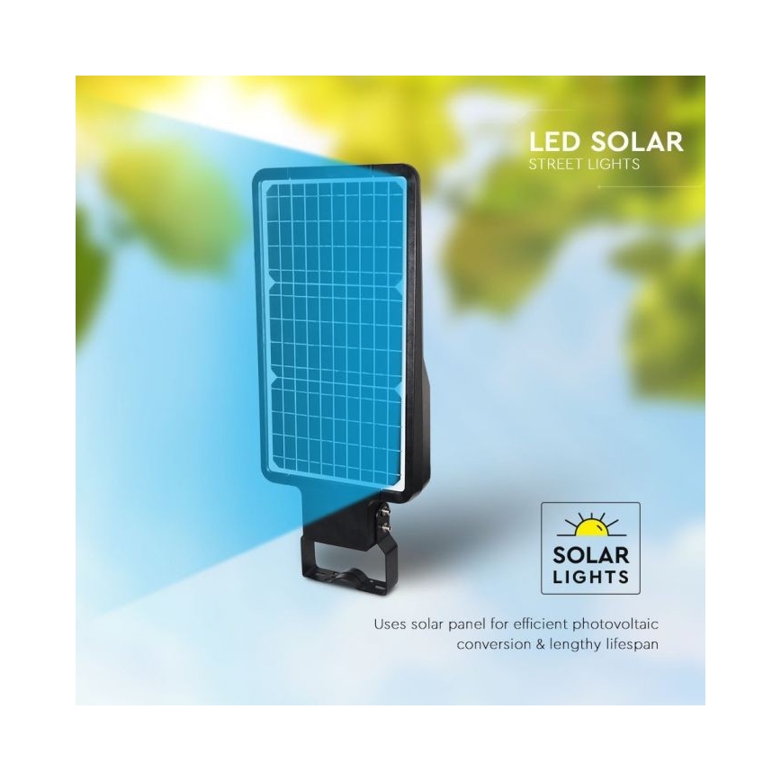 Soldrevet LED gadelampe med sensor LED/40W/9,6V IP65 6000K + fjernbetjening