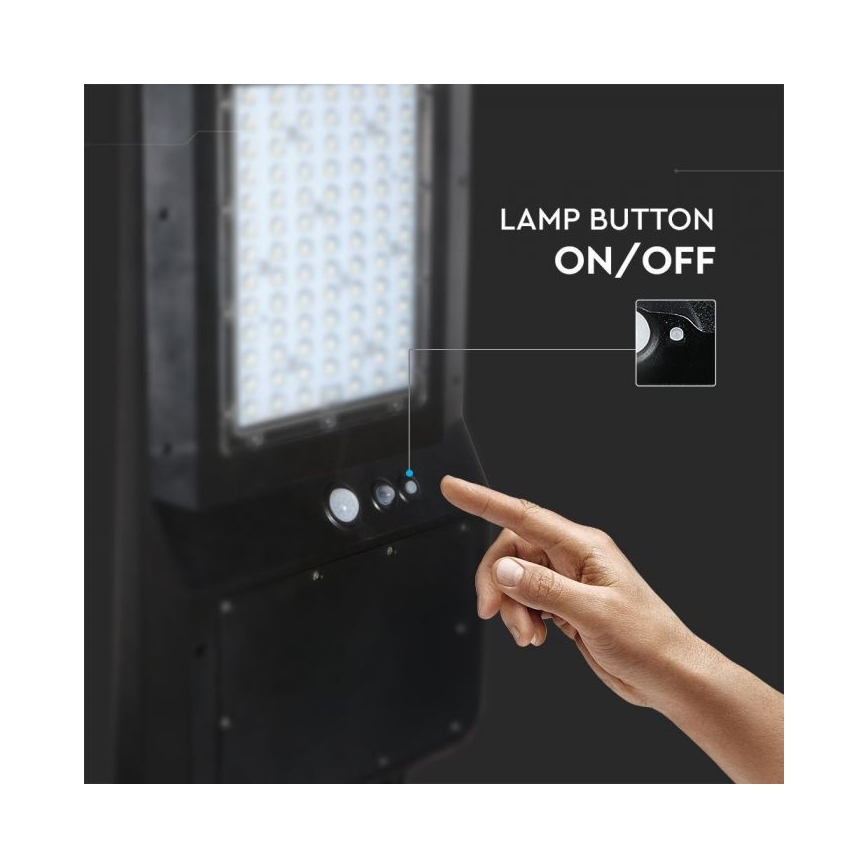 Soldrevet LED gadelampe med sensor LED/40W/9,6V IP65 6000K + fjernbetjening