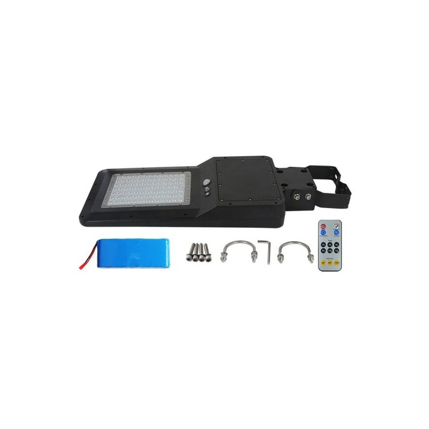 Soldrevet LED gadelampe med sensor LED/40W/9,6V IP65 6000K + fjernbetjening