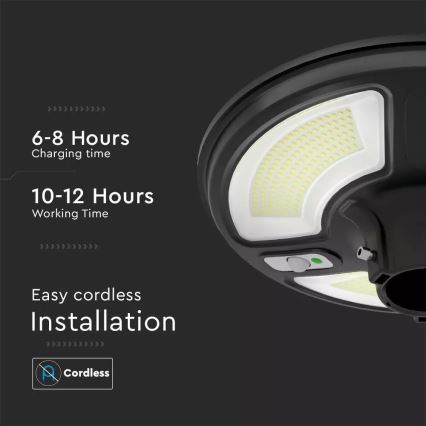 Soldrevet LED gadelampe med sensor LED/7,5W/3,2V IP65 4000K 15000 mAh + fjernbetjening
