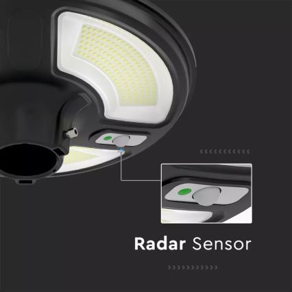 Soldrevet LED gadelampe med sensor LED/7,5W/3,2V IP65 4000K 15000 mAh + fjernbetjening