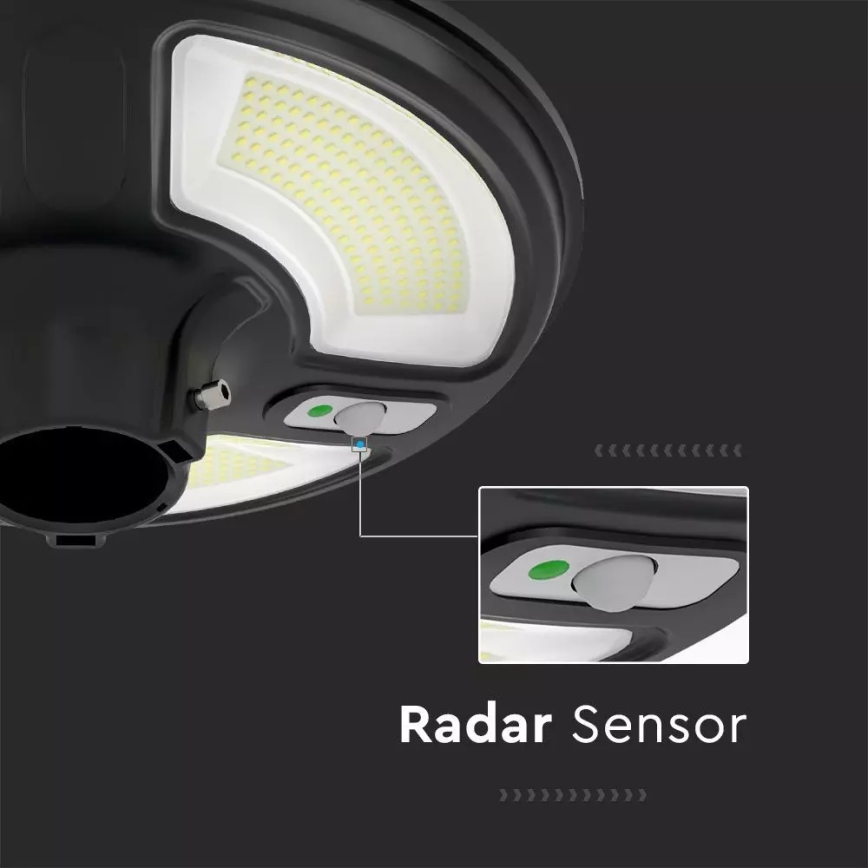 Soldrevet LED gadelampe med sensor LED/7,5W/3,2V IP65 4000K 15000 mAh + fjernbetjening