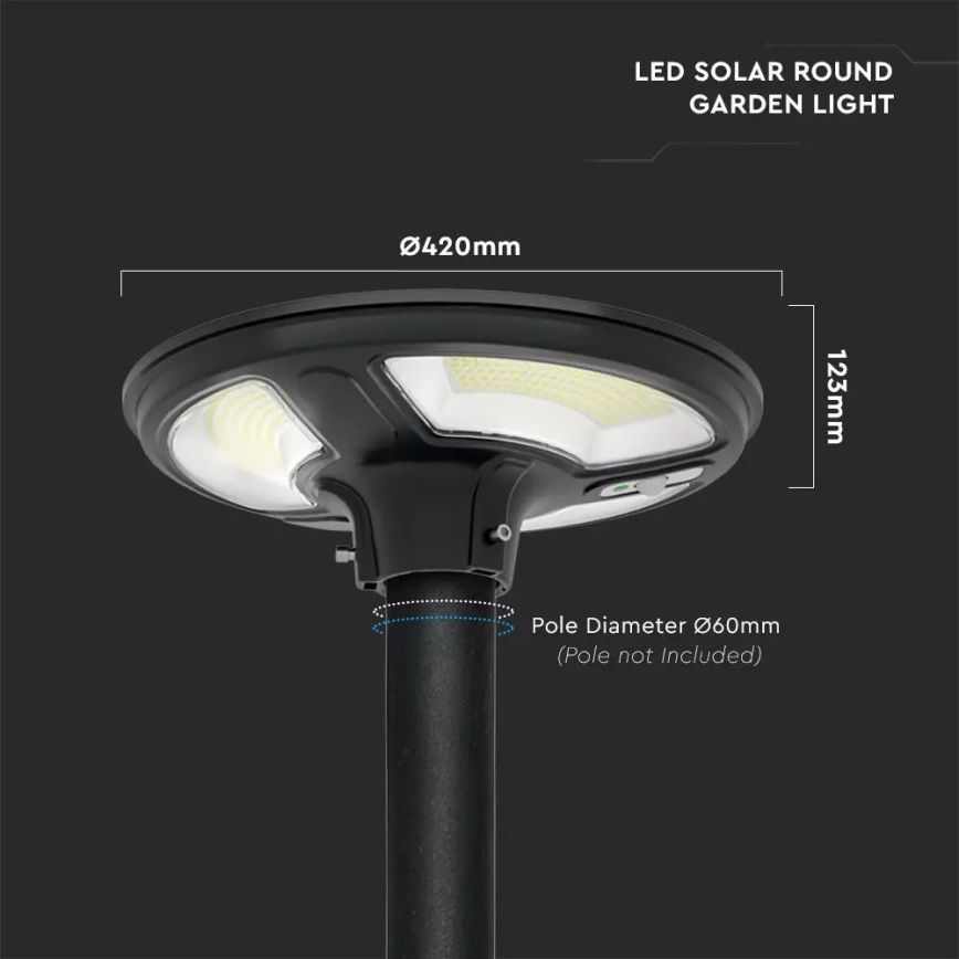 Soldrevet LED gadelampe med sensor LED/7,5W/3,2V IP65 4000K 15000 mAh + fjernbetjening