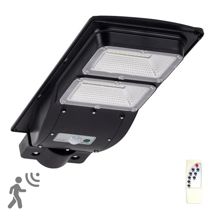 Soldrevet LED gadelampe med sensor STREET 2xLED/6W/3,2V 12000 mAh IP65 + fjernbetjening