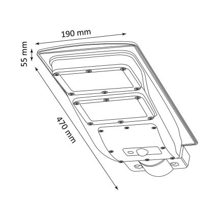 Soldrevet LED gadelampe med sensor STREET 2xLED/6W/3,2V 12000 mAh IP65 + fjernbetjening