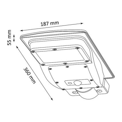 Soldrevet LED gadelampe med sensor STREET LED/3W/3,2V IP65 + fjernbetjening