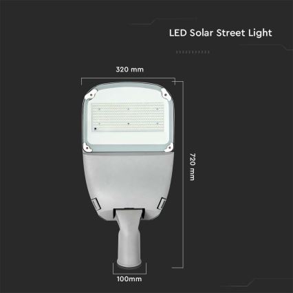 Soldrevet LED gadelampe dæmpbar SAMSUNG CHIP LED/50W/6,4V 4000K IP65 30000 mAh + fjernbetjening