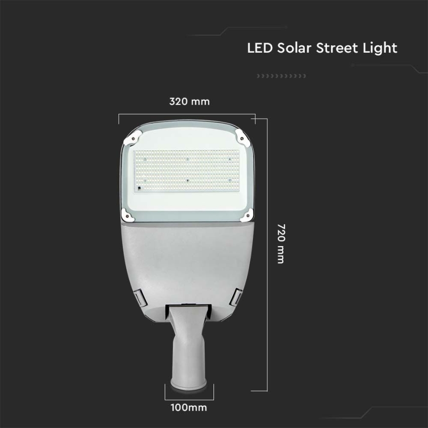 Soldrevet LED gadelampe dæmpbar SAMSUNG CHIP LED/50W/6,4V 4000K IP65 30000 mAh + fjernbetjening