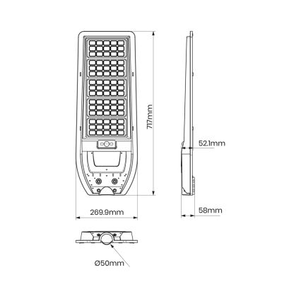 Soldrevet LED gadelampe VIA 200W/20000 mAh 3,2V 6000K IP54 + fjernbetjening