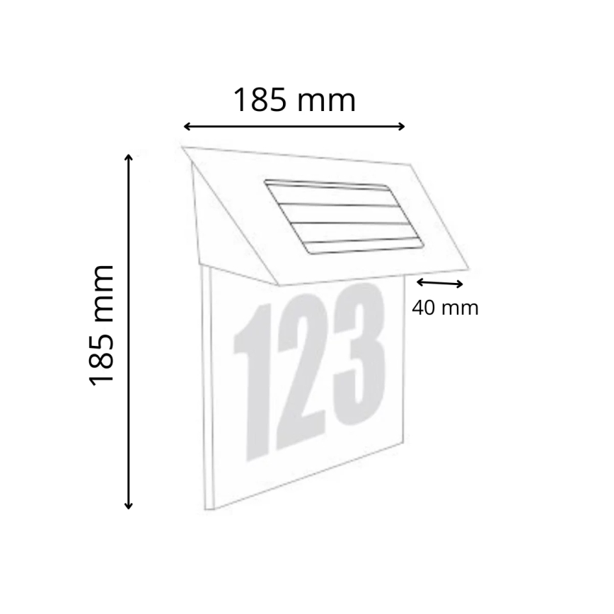 Soldrevet LED husnummer LED/1,2V 200 mAh IP44