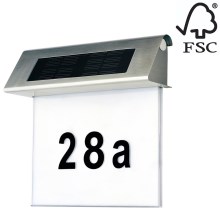 Soldrevet LED husnummer LED/2x0,07W/2,4V IP44 - FSC-certificeret