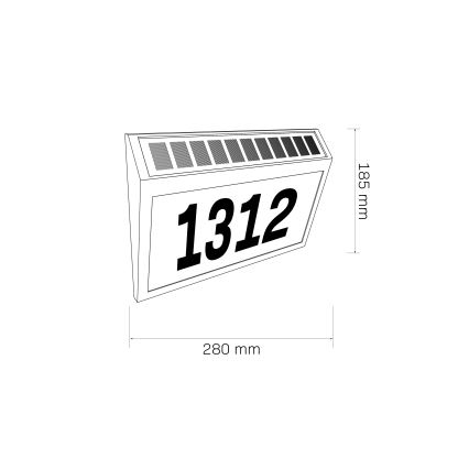 Soldrevet LED husnummer NUMERO LED/3,7V 6000K 1200 mAh IP44 sort