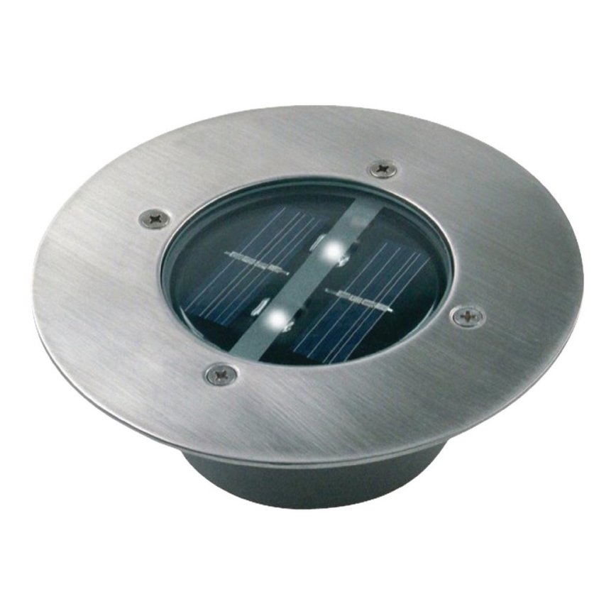 Soldrevet LED indbygningslampe med sensor LED/0,12W/2xAAA IP67 rustfri ring